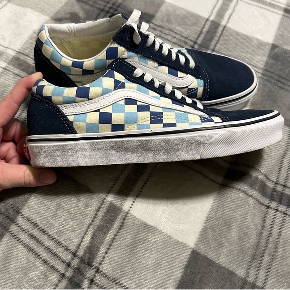Vans Old Skool Suede/Canvas Navy w/ Blue & Ivory Checkered - Picture 4 of 10